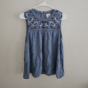 Knox Rose Blue Embroidered Lace Sleeveless Top